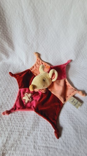 Doudou plat souris framboisine - plat,