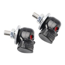 Paire Vis Plaque Immatriculation Moto Et Écrous Plastique noir Crâne Custom