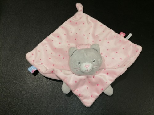 Doudou plat chat gris rose