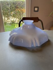 ancien globe tulipe de lampe suspension en opaline bleu fazzoletto vintage