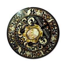 42 " Noir Marbre Canapé Table Top Pietra Dura Travail Inlay Meubles de Salle