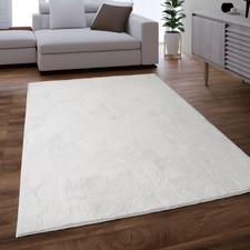 Tapis Salon Adulte Poil Long Shaggy Lavable En Machine Moelleux Pelucheux Blanc