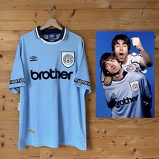 Manchester City Home Shirt 1993 Size XL Oasis Noel Gallagher Vintage Jersey