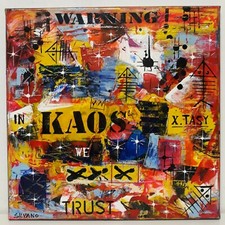 Tableau Acrylique SILVANO 40x40 cm WARNING 2019 Chassis toile coton