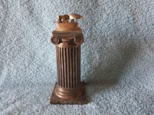 Ancien Briquet De Table Colonne Romaine Socle Corona Vintage Métal Doré HT 16 cm