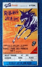 ticket billet stub used place concert  THE ROLLING STONES 1990  PARIS