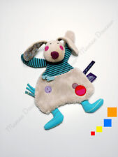 Doudou Plat Lapin Beige Pied Bleu Rayé Rond Rose Les Jolis Pas Beaux Moulin Roty