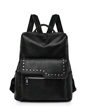 Vintage Sac A Dos Noir Homme Femme Grande Capacité Voyage En Simili Cuir Zippé