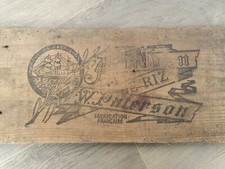 Advertising board wooden box of Antique rice starch "Riz W. Paterson" French box