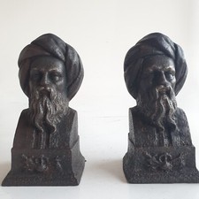 Paire de chenets Têtes de