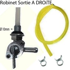 Robinet + coliers et durite essence groupe électrogène M10x1.25 sortie à droite