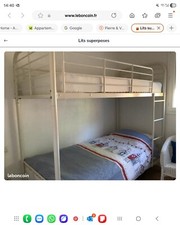 Lit superpos� Blanc M�tal 90x200 cm