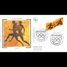 FDC soie - JO d'été Athènes
