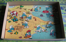 Ancien puzzle BD Schtroumpfs de 1994, 50 pièces. Les Schtroumpfs à la plage Peyo