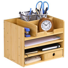 Organisateur de bureau 33x24x26cm en bambou - Rangement fourniture de bureau