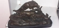 sculpture bronze chasse de chiens à la perdrix signé jules mène