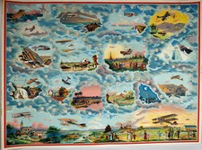 SAUSSINE Affiche Jeu CONCOURS AVIATION CHROMOLITHOGRAPHIE 65x80cm RARE 1910