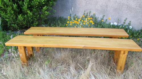 Paire bancs bois orme epoque