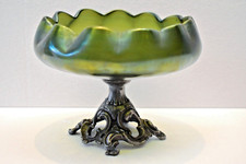 Ancien Loetz Irisé Vert Verre