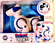MGM Chien Robot Musical Lumineux 20 cm Bleu et Blanc Parfait état dans sa boite