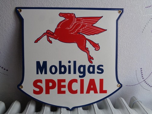 Plaque tole emaillee mobilgas - tole,