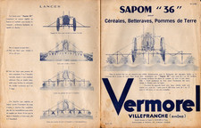 VILLEFRANCHE (69) APPAREILS VITICOLES & AGRICOLES "Ets. VERMOREL" Tract SAPOM 36