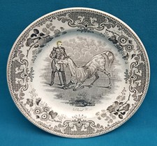 Début XIX° assiette parlante faïence CREIL "le cheval Phénix" - Cirque
