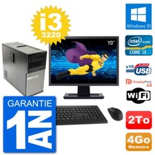 PC Tour Dell 7010 Ecran 19" Intel i3-3220 RAM 4Go Disque 2To Windows 10 Wifi