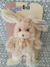 Doudou peluche lapin beige  poils longs 20 cm Gipsy