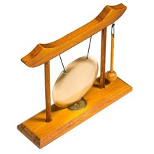 Gong de Table - structure bois rouge gong doré