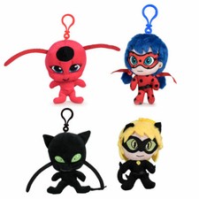 Miraculous Ladybug Porte-Clés Peluche 12cm 3D, Pendentif Sac à Dos (4 Modèles)