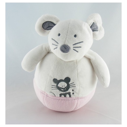 Doudou culbuto souris - , blanche