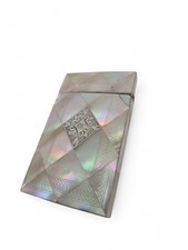 Porte Carte XIXeme En Nacre Et Argent Monogrammé 