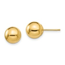 14K Jaune or Creux 8mm Balle Boucles D'Oreilles Push Arrière Madi K Bébés Bijou