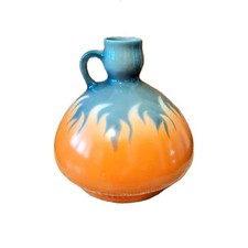 Vase Art Déco en grès émaillé orange et gris