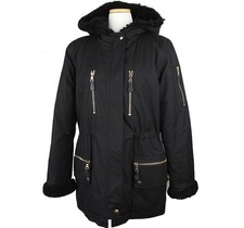 Sandro Blouson en duvet à capuche noir en fausse fourrure 26812127