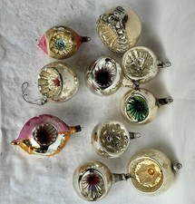 Anciennes Décorations Noël. Boules Creuses Verre Soufflé Églomisé. Années 50/60