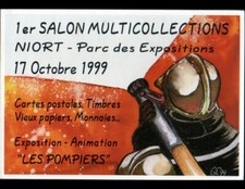 NIORT (79) 1° SALON MULTICOLLECTIONS ,SAPEUR POMPIER illustré Gladys ESTEVE 1999