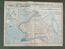 SWEDEN PORT OF KARLSTAD DATED 1930 ORIGINAL MAP by WARD & FOXLOW