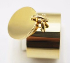 PL or jaune Bague pampille cercle breloque disque acier  T 59