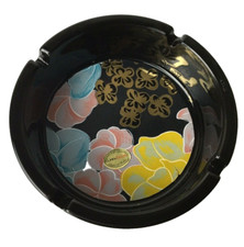 Cendrier en verre noir design fleurs fabrication artisanale fabriquée en Italie