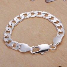 Bracelet maille gourmette de plaqué argent 925 20 cm 10mm mixte homme femme