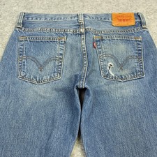 Jeans Levis 501 Femmes W25 L32 Coupe Lâche Bleu Stonewash Détressé 25x32