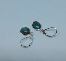 boucles d'oreille dormeuses argent 925 et labradorite création unique