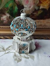 MINI CAGE À OISEAUX ORIENTALE DÉCORATIVE BOIS BRUT ET MÉTAL VINTAGE 16 CM