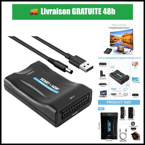 Adaptateur péritel vers - vers, hdmi