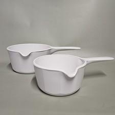 LOT DE 2 CASSEROLES CORNING FRANCE EN CERAMIQUE BLANCHE / CUISSON / 14 ET 16 CM 