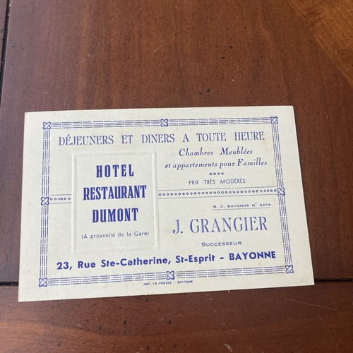 Carte visite hotel - carte,