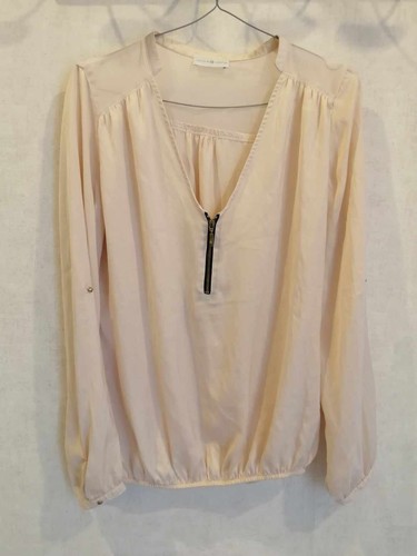 Blouse satinée abricot