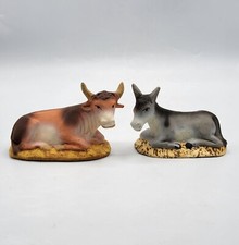 Santons de Provence crèche Fouque en terre cuite peinte bœuf et âne taille C